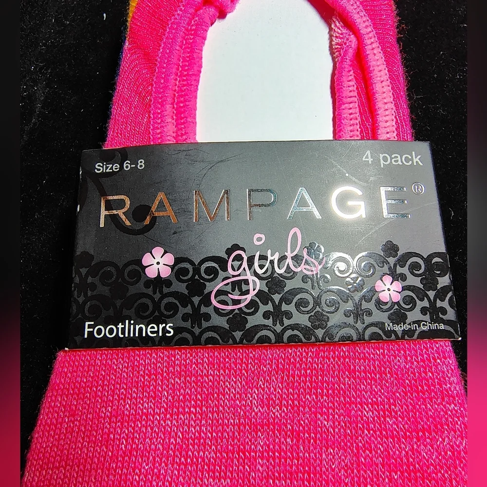 Rampage Girls 4pk Footliners Shoe Size 6-8
